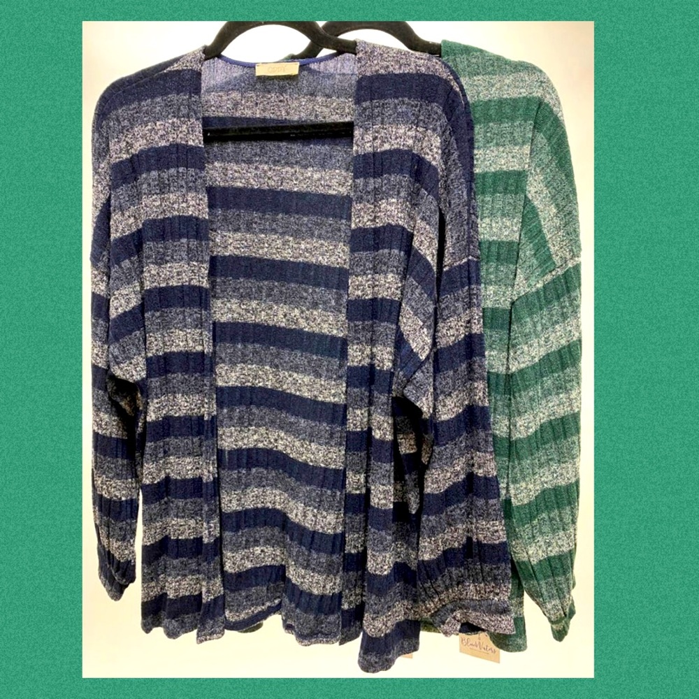 💚 BNWT ODDI GREEN STRIPED SWEATER CARDIGAN! S/M/L